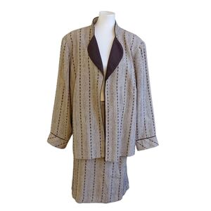 Surreal Plus Size Skirt Suit Set Brown Patterned Skirt And Blazer Size 26 W